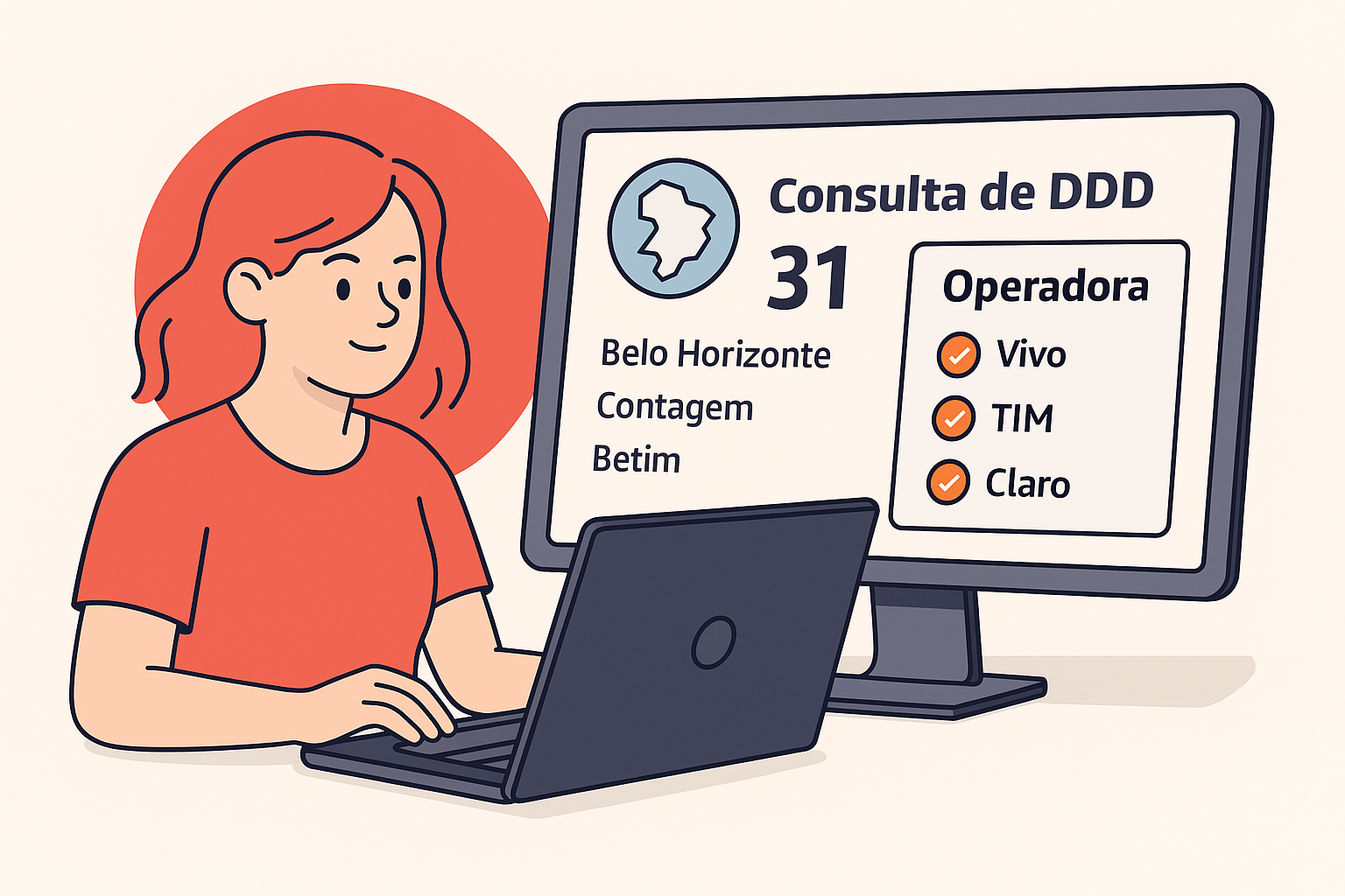 Mapa com DDDs e operadoras de telefonia