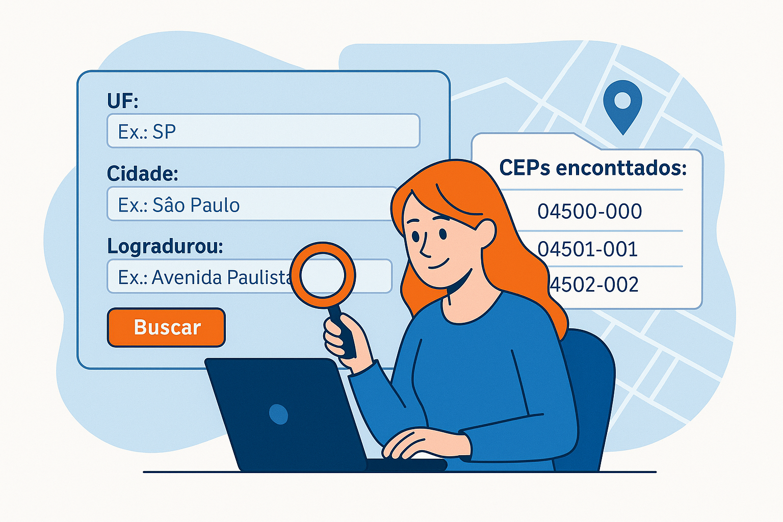 Busca de endereço para encontrar CEPs possíveis