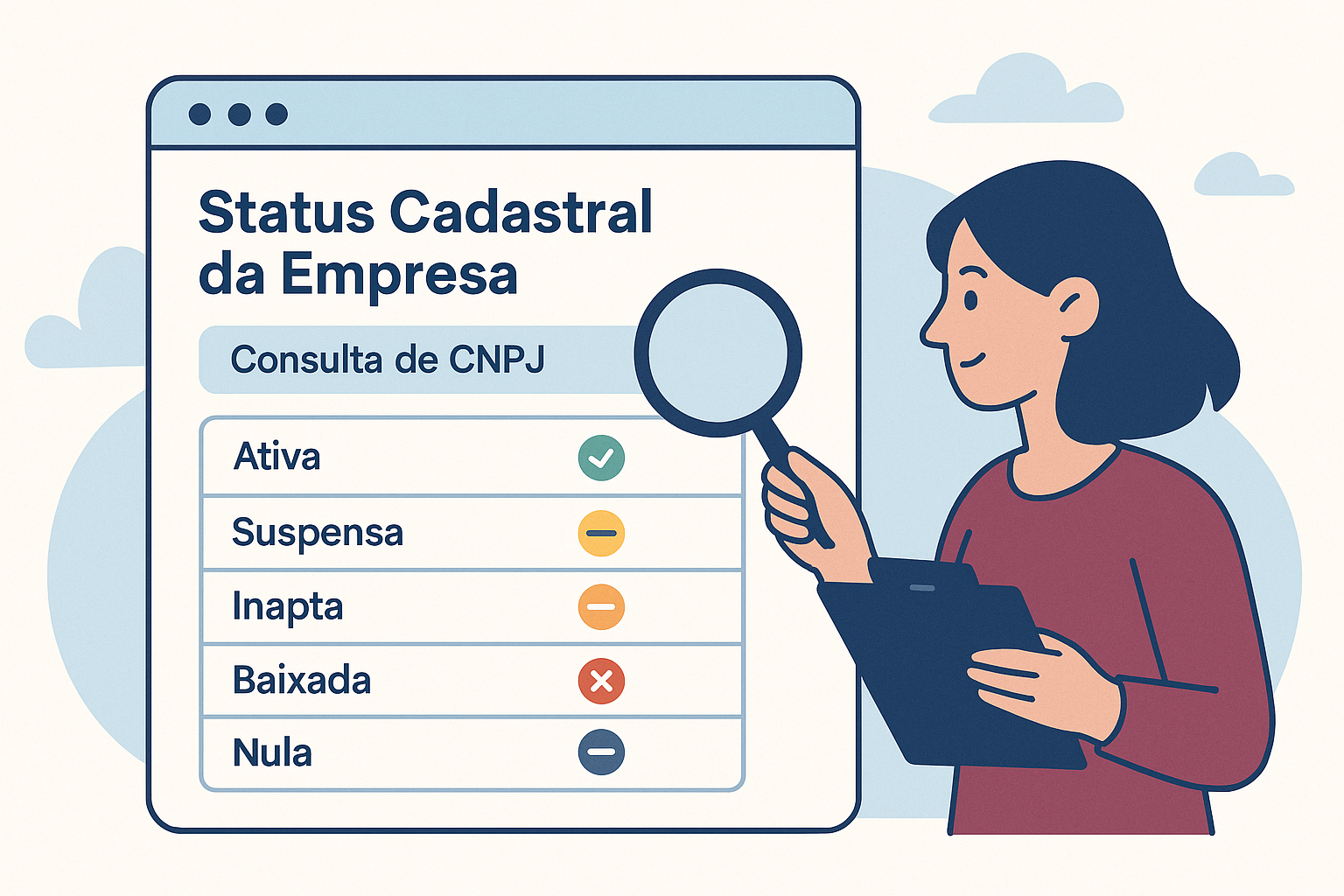 Status cadastral de empresa na consulta de CNPJ