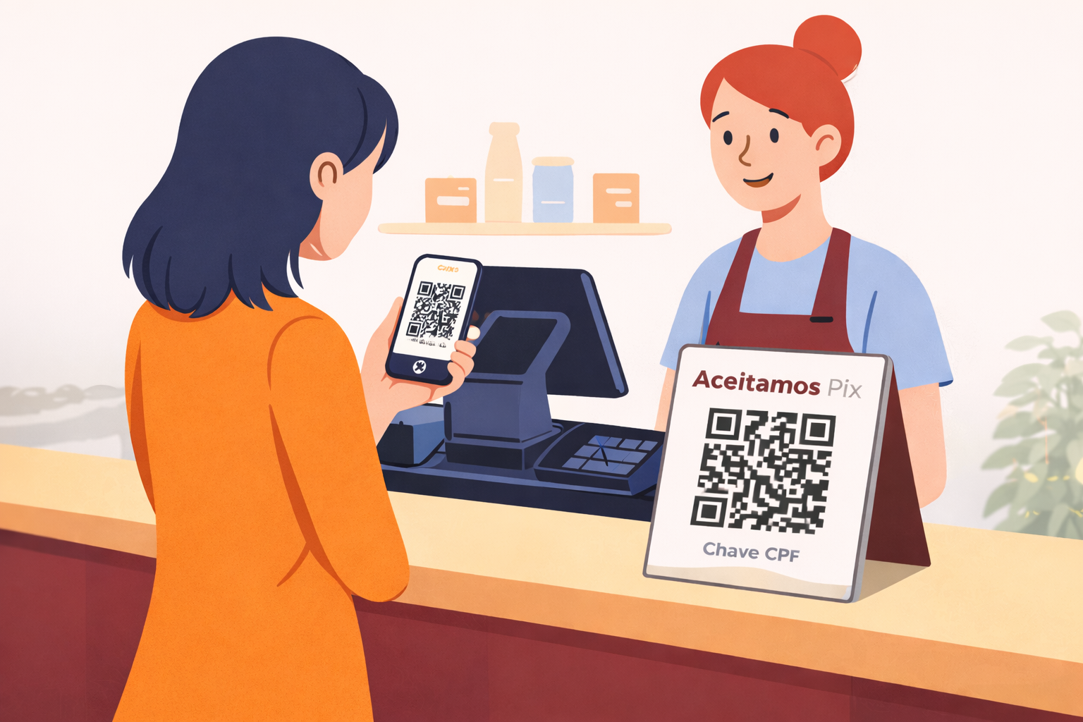 Pagamento rápido no balcão com QR Code Pix
